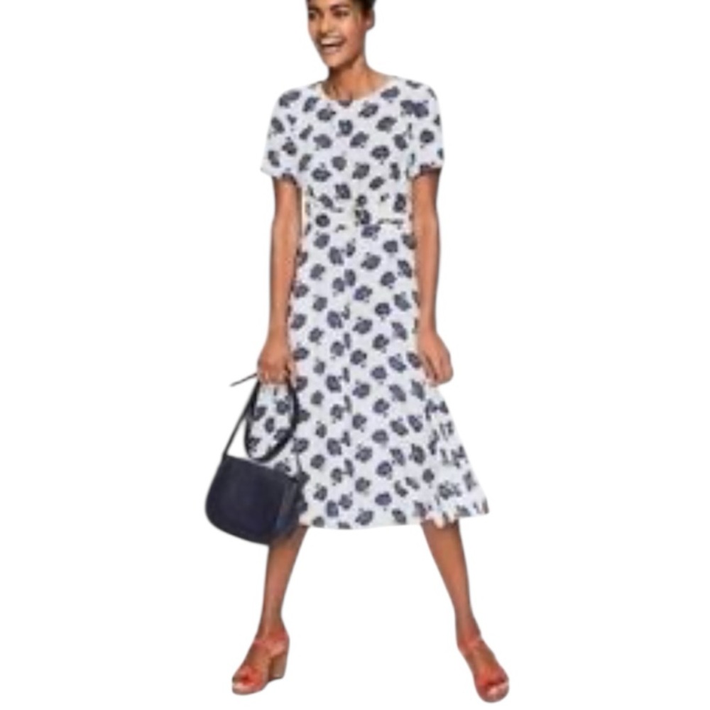 Boden White Midi Dress with Navy Floral Print - Picture 10 of 10